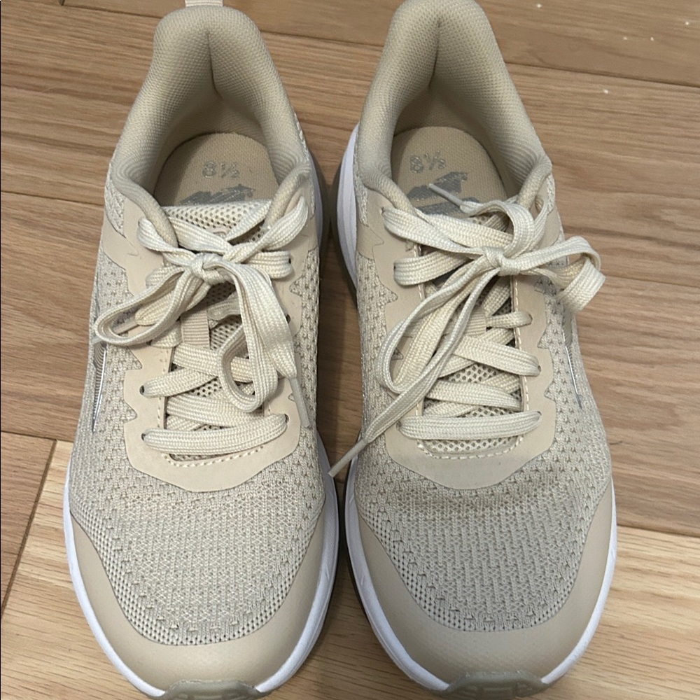 Avia Women's Knit Lace-Up Sneakers in Beige